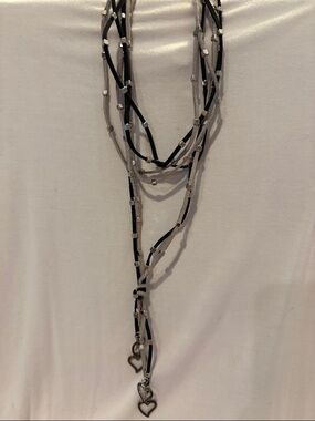 Layered Black and Gray Heart Charm Women's Necklace